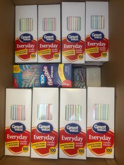 Lot of 100 per box Flexible Straws – Great Value & Diamond, 2 boxes for