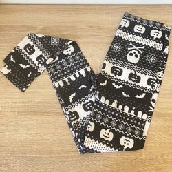 New Womens Black and White Halloween Leggings Size XS