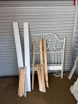 White scrollwork metal bed frame Queen size