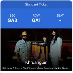 2 Saturday Tickets To Khruanbin 