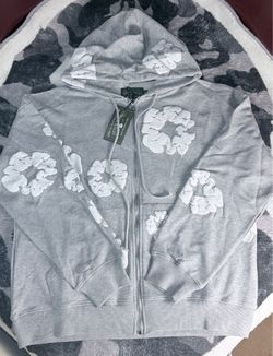Size large denim tear zip hoodie