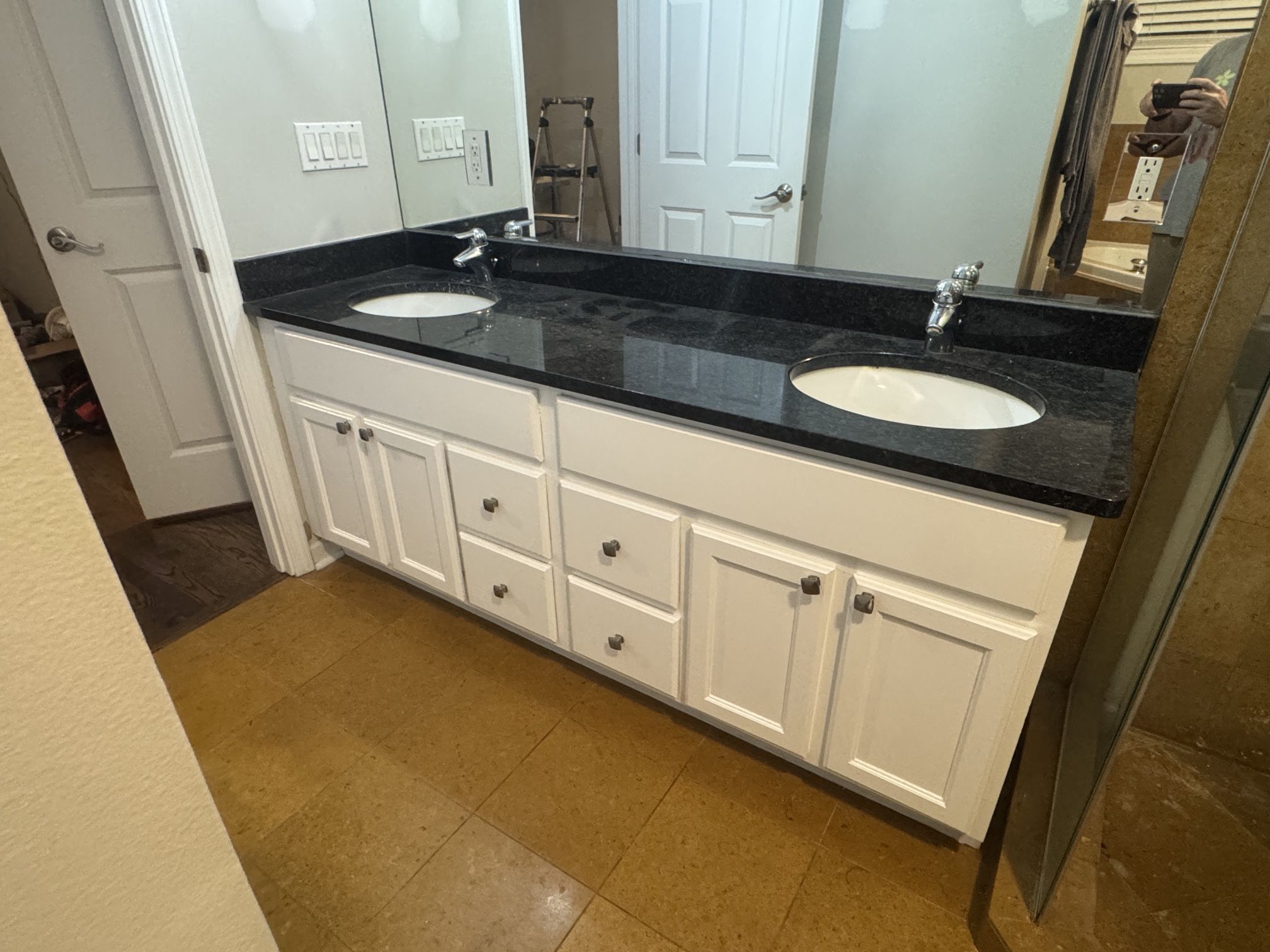 Granite Bathroom Counter Vanity Top w/ Dual Sinks 22.5 X 76