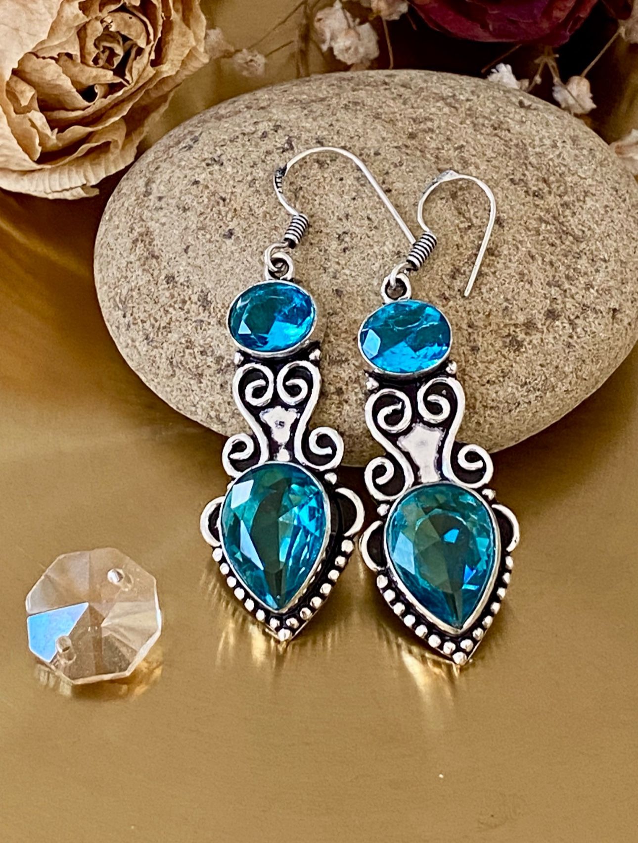 Blue Topaz 925 Sterling Silver Overlay Earring