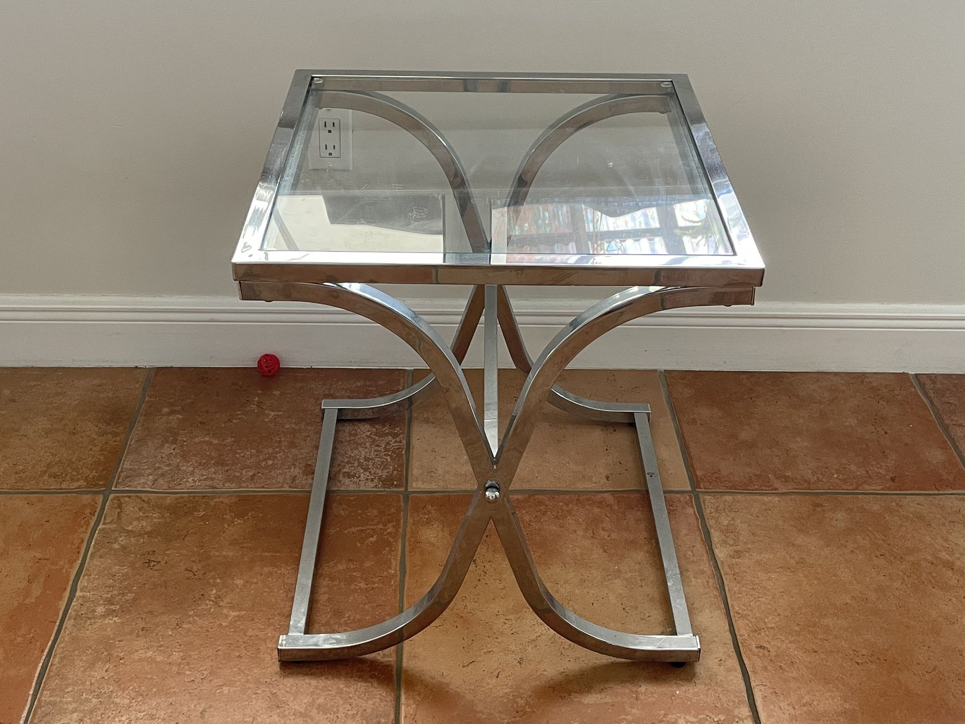 Glass And Metal End Table