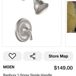 MOEN Banbury Shower Faucet 1-Spray Brushed Nickel w/ Valve Included
