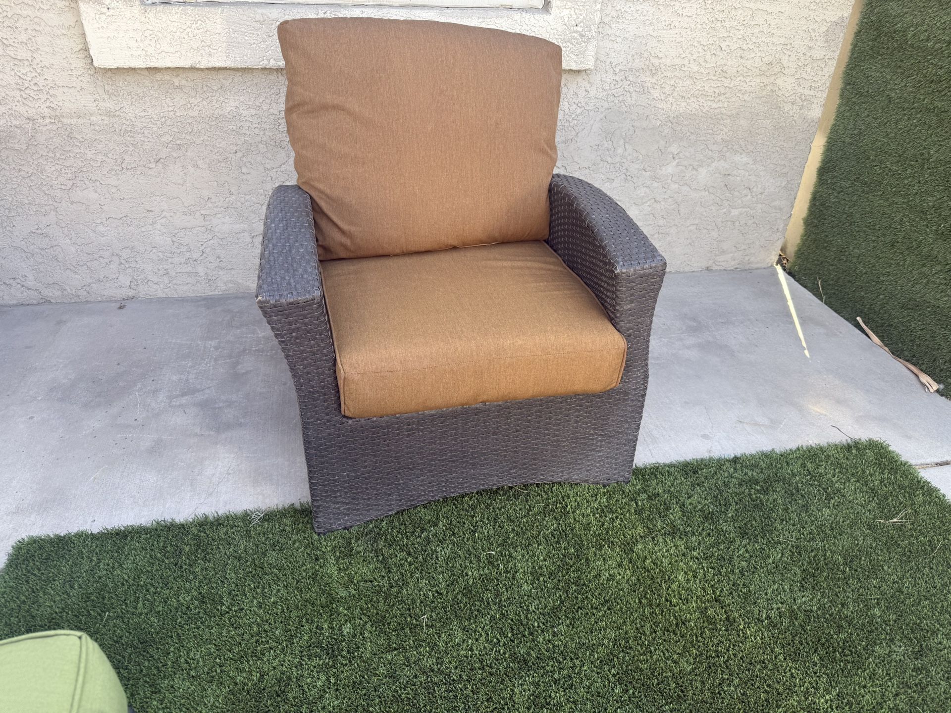 Patio Outdoor Furniture Recliner With Ottoman And Sunbrella Cushions