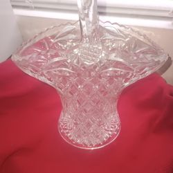 Lovely Princess House Cut Glass Basket with Diamond Pattern Cuts