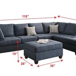 FREE Well-loved, Extremely Comfortable Blue Sectional Sofa / Couch