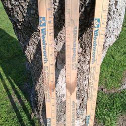 THREE (x3) VINTAGE WOOLWORTHS " FIRST FOR  BETTER VALUES YARDSTICKS...CRAZY RARE! ALL ONE PRICE! ....asking 45.00, or 15.00 each! 