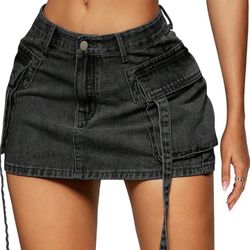 Flap Pocket Denim Skirt 