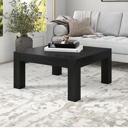Langston 34 in. Black Grain Oak Square MDF Coffee Table