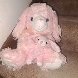 Stuffed Rabbit/Bunny Holding It's Baby! 