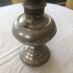 Antique Nickel Kerosene Hurricane Lamp 