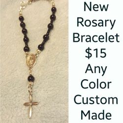 Black rosary bracelet - new
