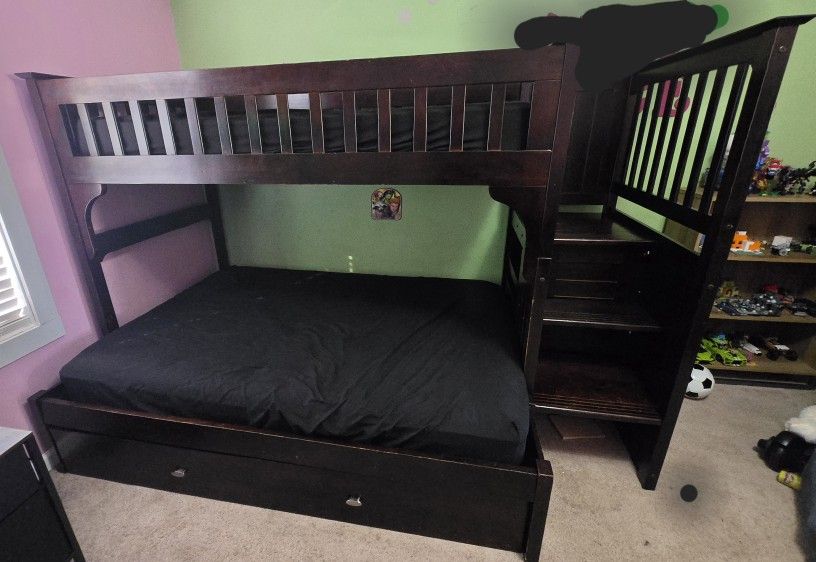 Espresso Bunk Beds w/ Trundle & Storage