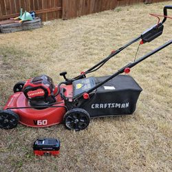 Craftsmen 21" Lawn Mower V60 - No Charger, Bad Battery 