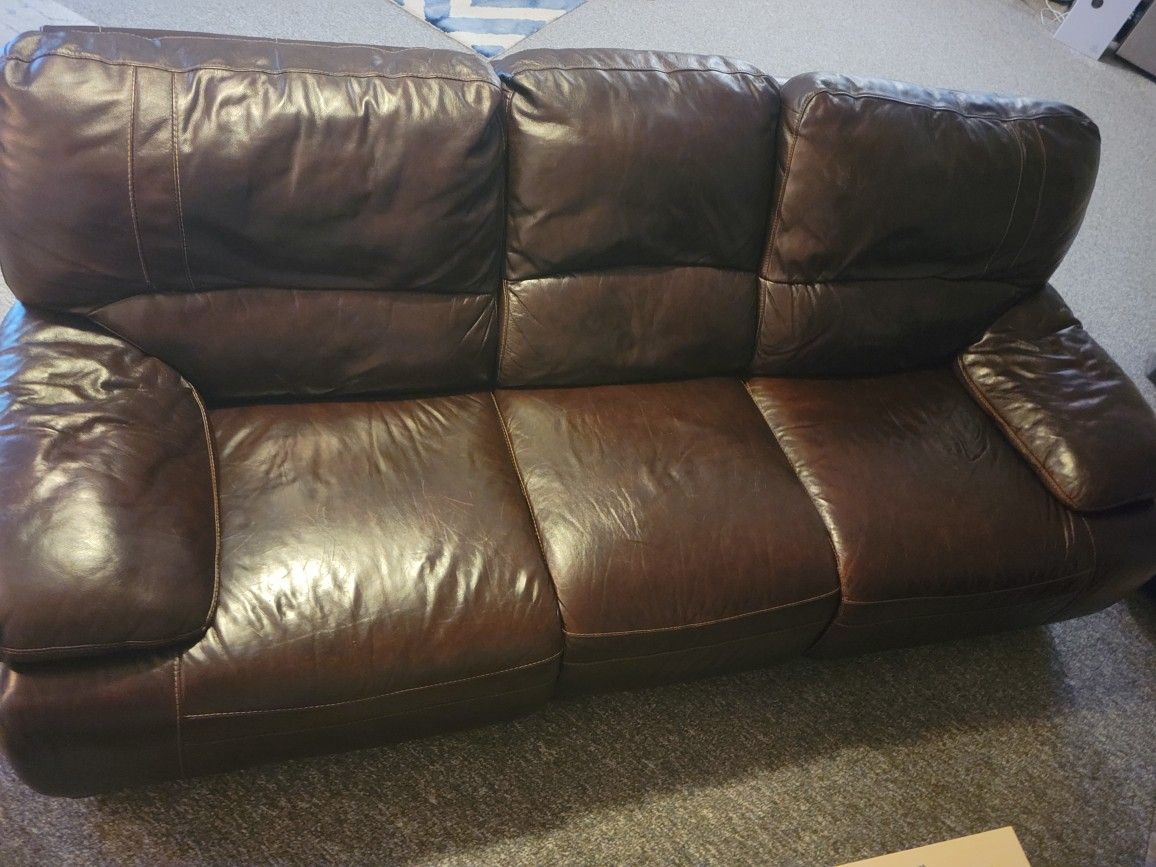 Leather Couch With Power Recliners