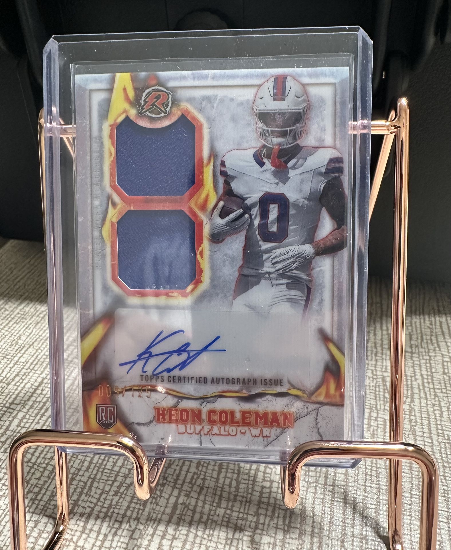 Keon Coleman Autograph/Uniform piece Numbered Rookie Card