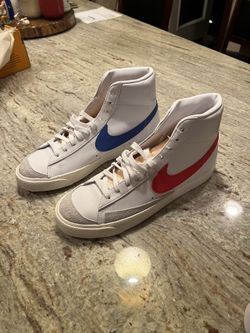Nike Blazer Mid ‘77, Size 9.5, White, Red + Blue Mismatch, *NEW W/ TAGS*