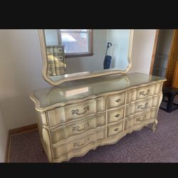 Vintage French Provincial Dresser, Mirror , Chest Bedroom Set By United Furniture Corporation 