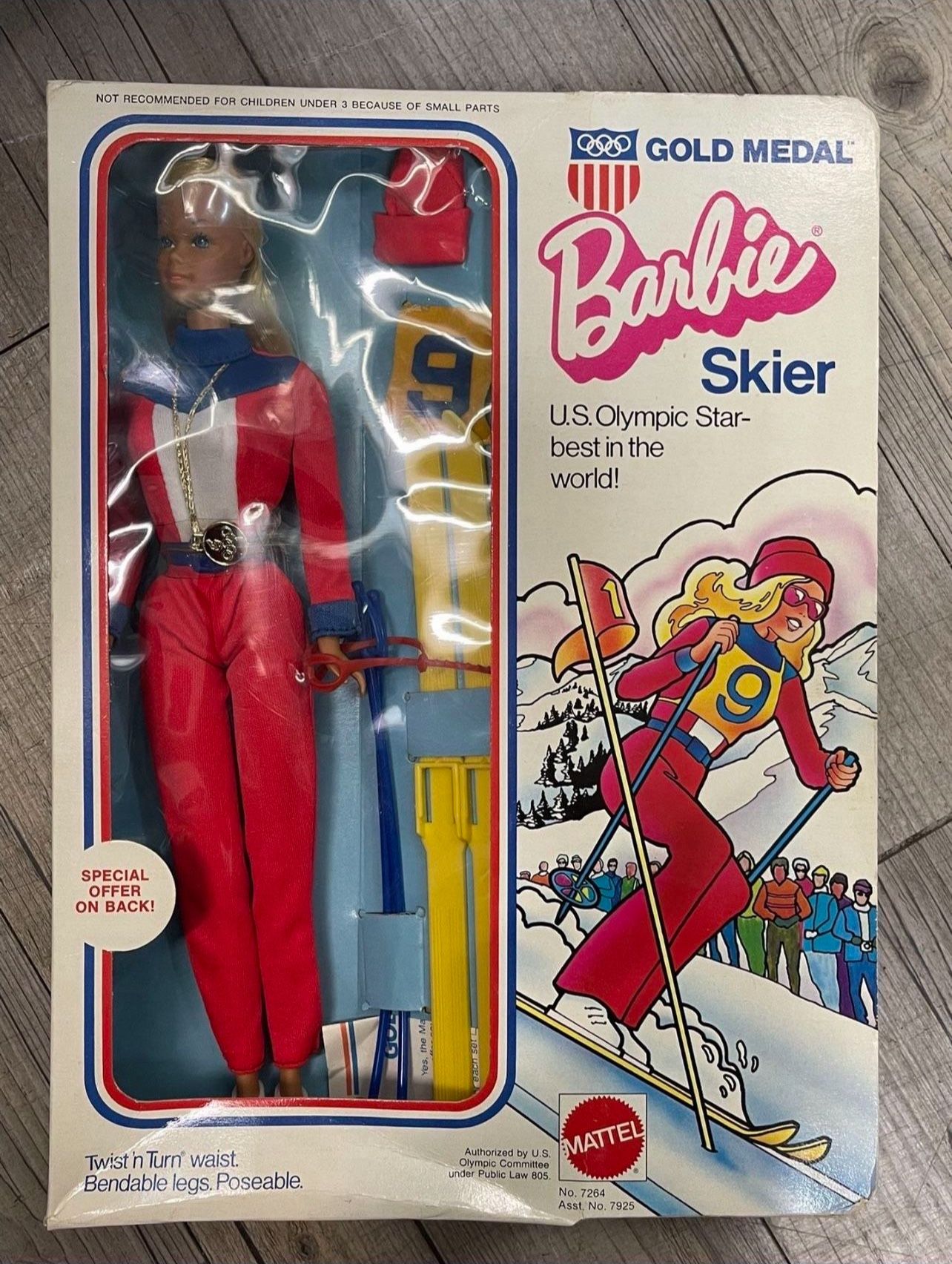 Vintage 1974 Gold Medal Barbie Olympic Skier Doll (#7264)