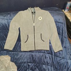 CONVERSE NEW Cool Gray Full Zip Fleece Jacket