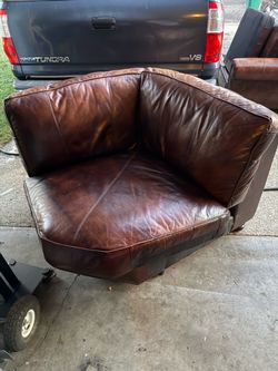 Brown Leather Corner Accent Chair