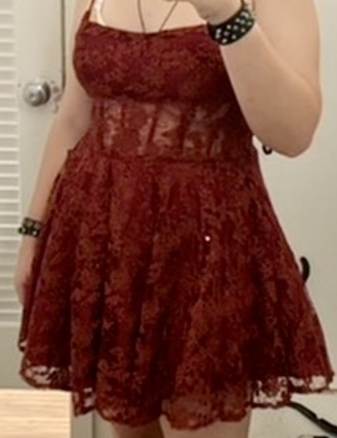 B. Darlin burgundy/ size 17/18 burgundy red dress