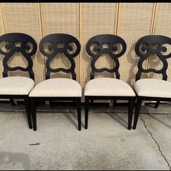 Set of 4 Cream Upholstered Dining Chairs