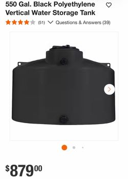 550 Gal. Black Polyethylene O Vertical Water Storage Tank