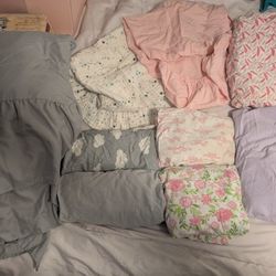 Crib Skirt And Sheets And Change Pad Covers 