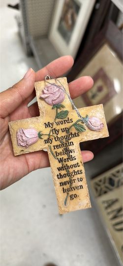 Home Decor Cross Quote And Roses $15