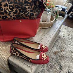 Leopard And Red Michael Kors, Bag And Shoes