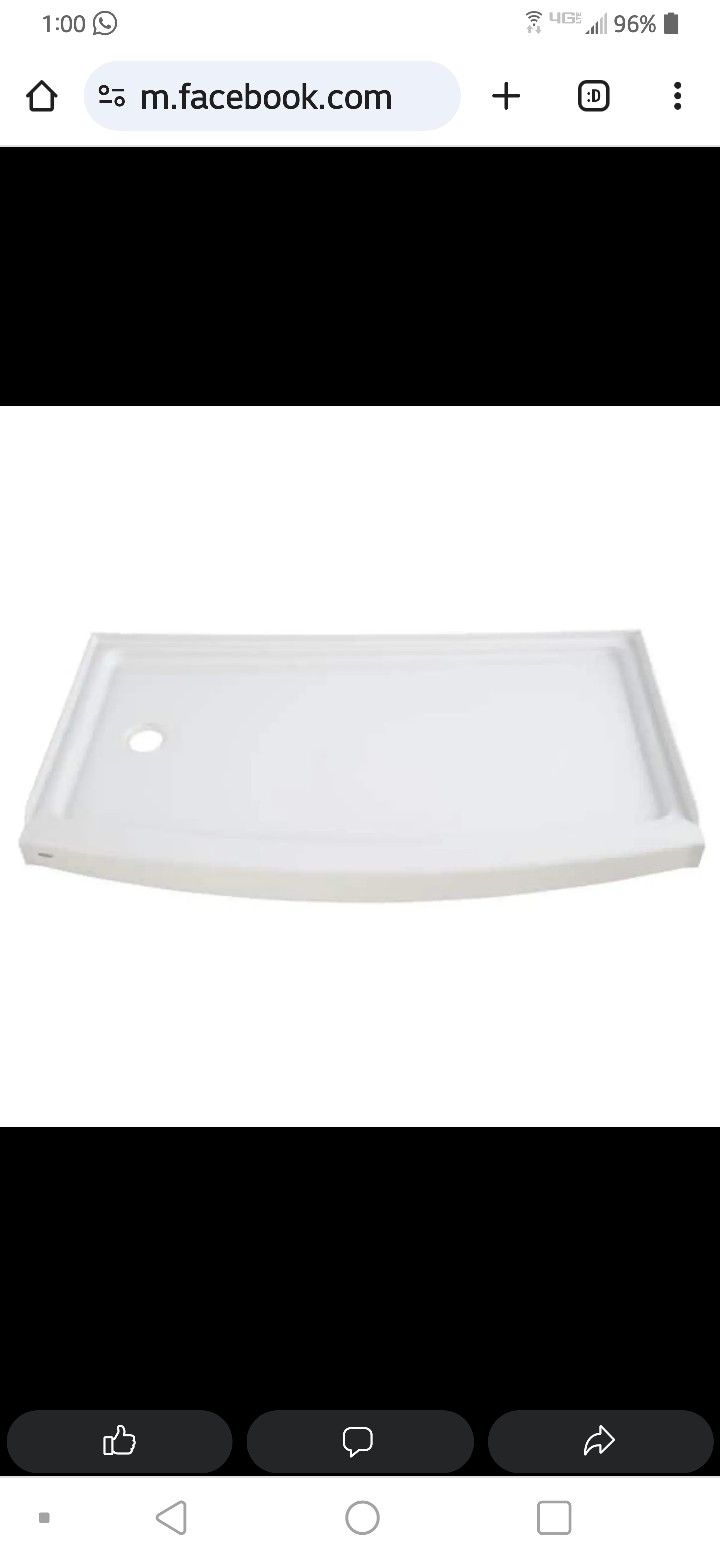 American Standard 2698ST3R.011 Ovation Curved 60 " Showe Base, White