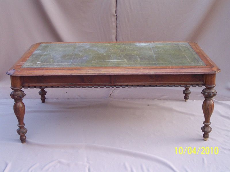 Antique leather inlay table