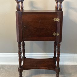 Vintage Antique Humidor Tobacco Cabinet Smoking Stand with Copper-lined Compartment 