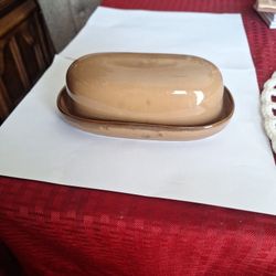 Santo Brown Stoneware Covered Butter Dish Base And Cover