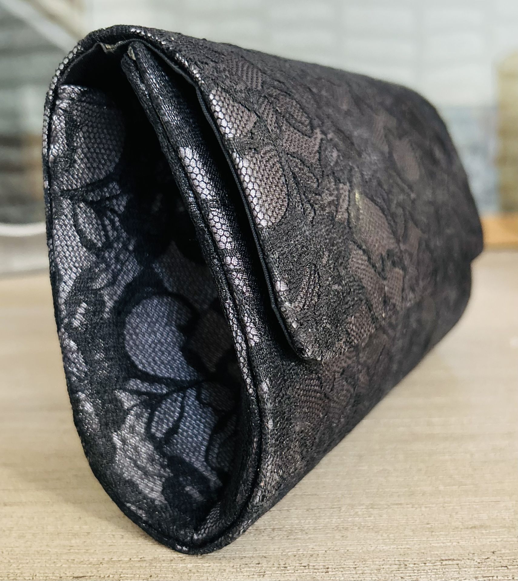 Vintage Black Fishnet Lace Glam Clutch Bag 