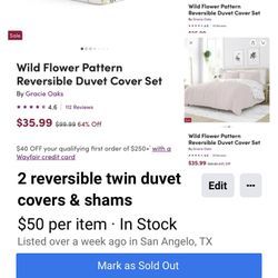 2 Twin Bed Duvet Covers 