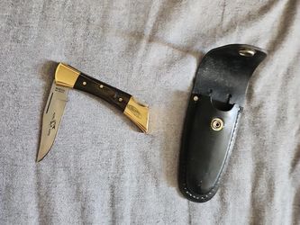 Vintage Case XX Shark Tooth Folding Knife w/ Leather Sheath
