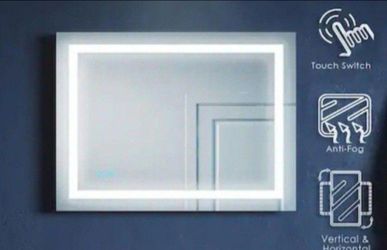 Toolkiss 30" X 36" Frameless Bathroom Mirror With Dimmable LED Light