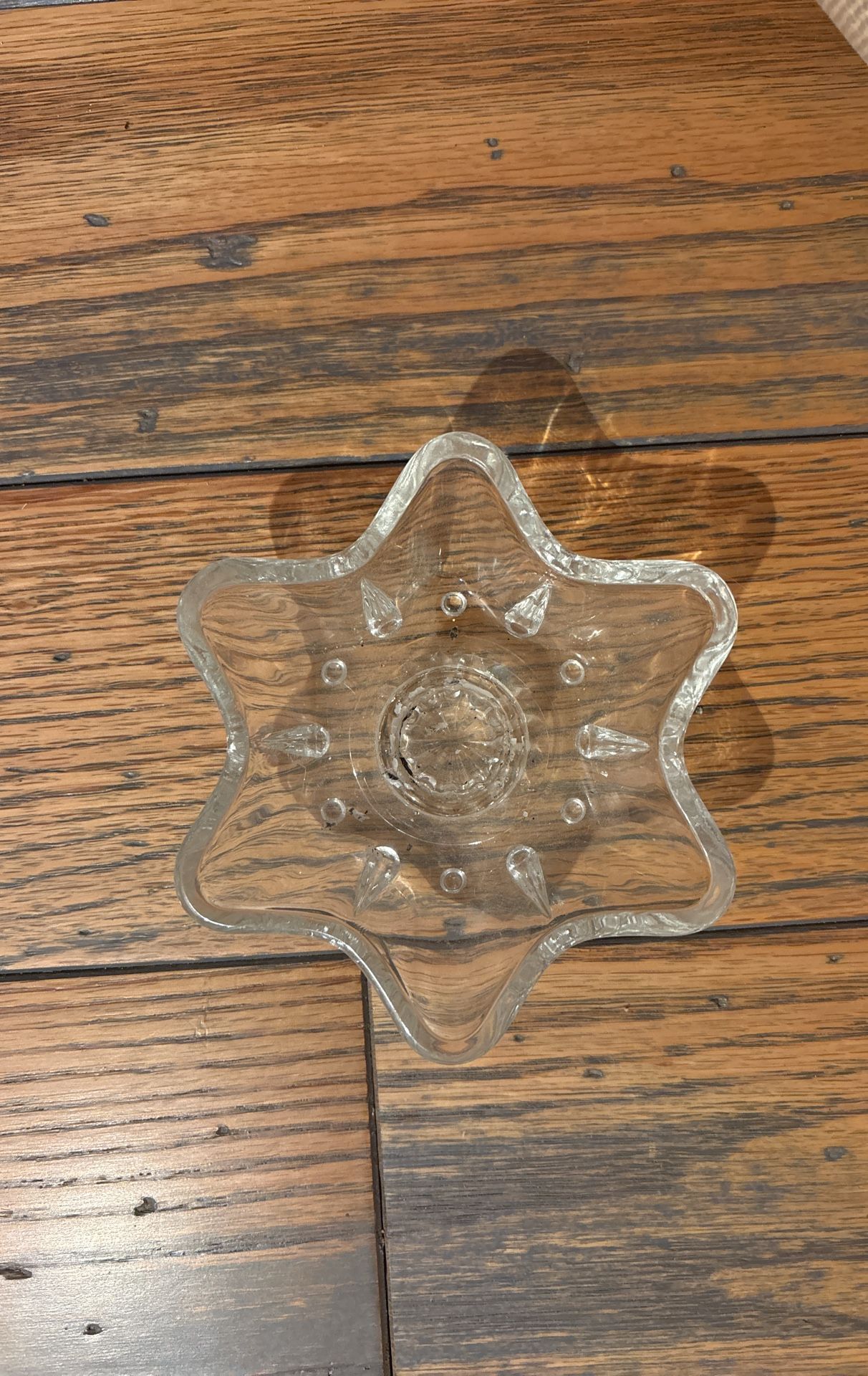 Vintage Clear Pressed Glass Star Shaped Tapered/Votive Candle Holder 4.5”X 1.25”