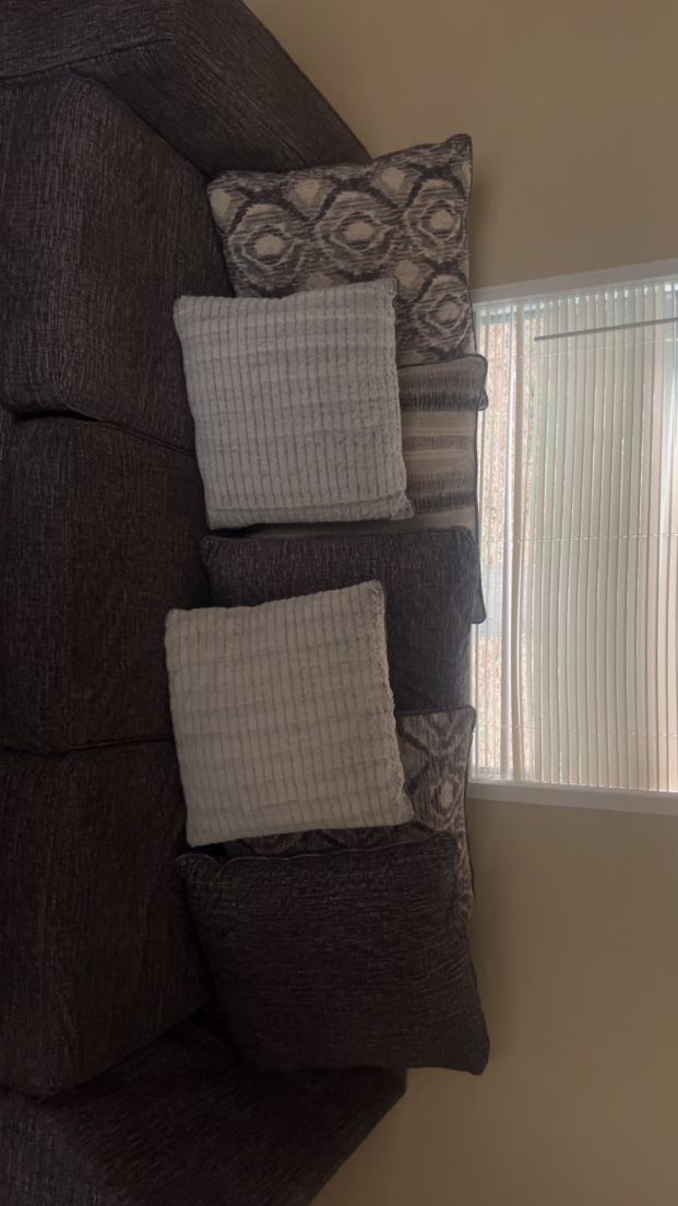 Blue/ White Sectional Sofa With Ottoman