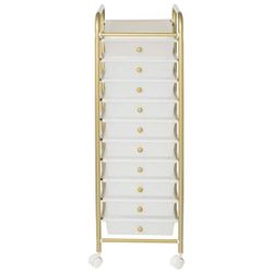 Gold 10-Drawer Rolling Cart Plastic Drawers