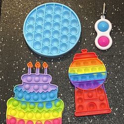 Fidget Pop it lot of 4 Keychain Birthday cake Gum ball machine 