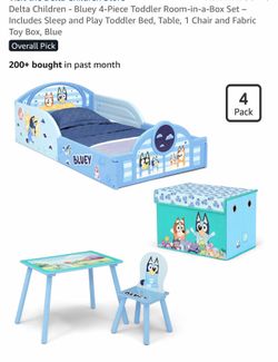 New Bluey 4 piece Toddler bedroom set/ bedframe/ toy box/ table and chair
