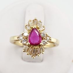 14k gold unheated and untreated natural ruby and diamond ring