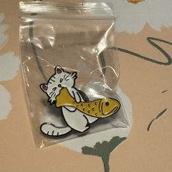 Cat with Big Fish - Enamel Pin