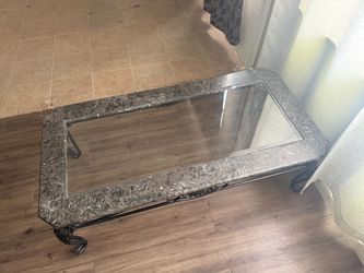 Glass Top Coffee Table with Metal Frame