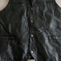 Black Leather Vest  For Men 